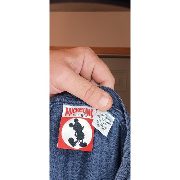 Vintage Disney Designs Mickey Mouse USA Made Blue Men's Large Tee T Shirt - Picture 5 of 5